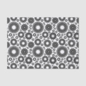 Papier Mousseline Boho Chic Black White Folk Flowers and Starburst  (Recto)