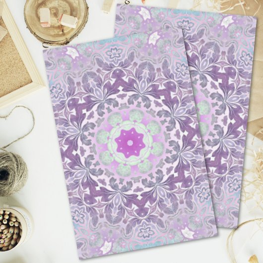 Papier Mousseline Boho chic bohème lilas violet mandala