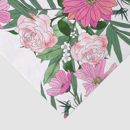 Papier Mousseline Boho chic jardin fleuri design (Détail)