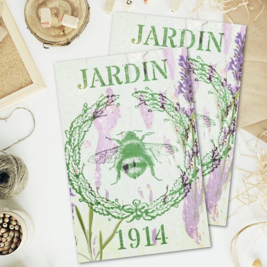 Papier Mousseline boho chic pays lavande vintage abeille