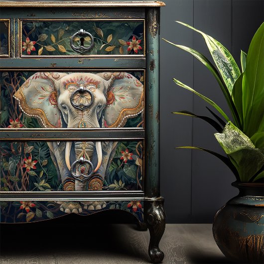 Papier Mousseline Boho Chic Peint Elephant Bohème