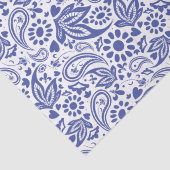 Papier Mousseline Boho Chic Pretty Blue White Paisley Motif (Détail)