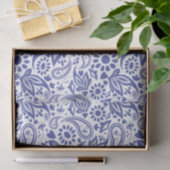 Papier Mousseline Boho Chic Pretty Blue White Paisley Motif (Cadeau)