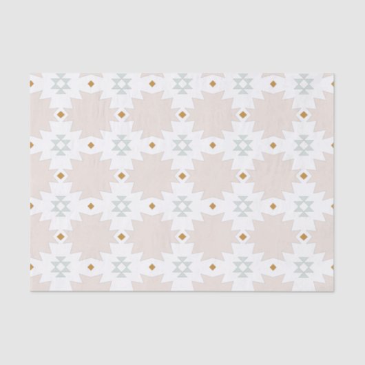 Papier Mousseline Boho Chic Tribal Aztec Tan et Motif vert (Recto)