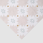 Papier Mousseline Boho Chic Tribal Aztec Tan et Motif vert (Détail)