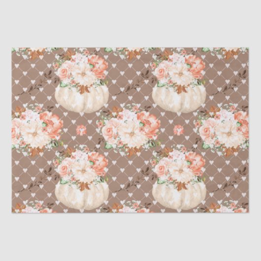 Papier Mousseline Boho citrouille coeurs fleurs (Recto)