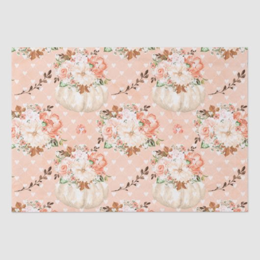 Papier Mousseline Boho citrouille coeurs fleurs (Recto)