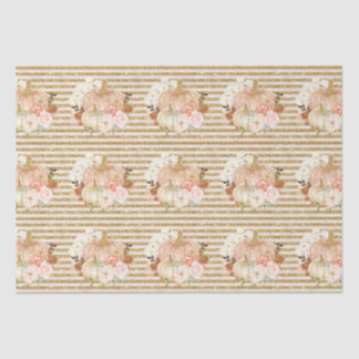 Papier Mousseline Boho citrouille fleurs lignes parties scintillant