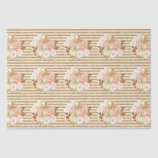 Papier Mousseline Boho citrouille fleurs lignes parties scintillant (Recto)