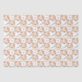 Papier Mousseline Boho citrouilles et motifs floraux