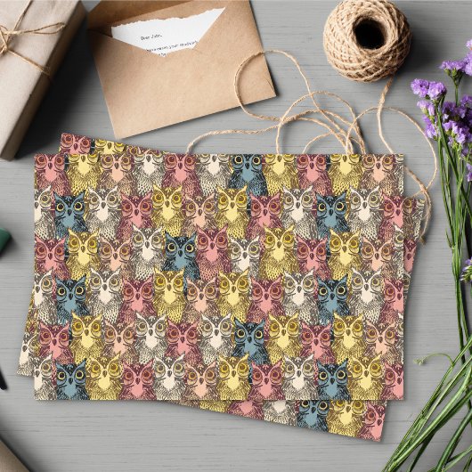 Papier Mousseline Boho coloré Boodland Owl Motif