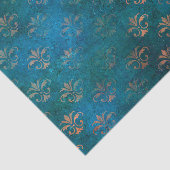 Papier Mousseline Boho Copper Blue Grunge Heraldique Floral (Détail)