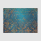 Papier Mousseline Boho Copper Blue Script Grunge (Recto)