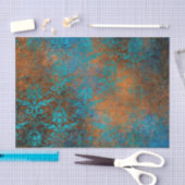 Papier Mousseline Boho Cuivre bleu Floral Damask Grunge (Artisanat)