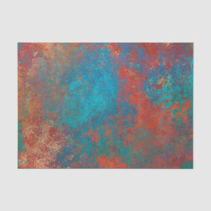 Papier Mousseline Boho Cuivre Bleu Orange Rouge Grunge