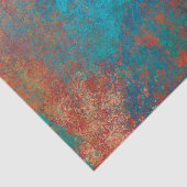 Papier Mousseline Boho Cuivre Bleu Orange Rouge Grunge (Détail)