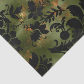 Papier Mousseline Boho Cuivre noir vert Floral (Détail)