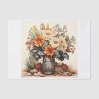 Papier Mousseline Boho Desert Floral Bouquet Art pour Découpage