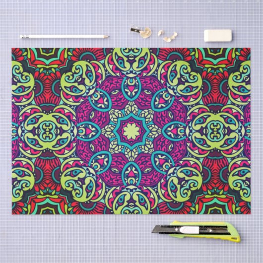 Papier Mousseline Boho design Mandala Tissue Paper (Artisanat)