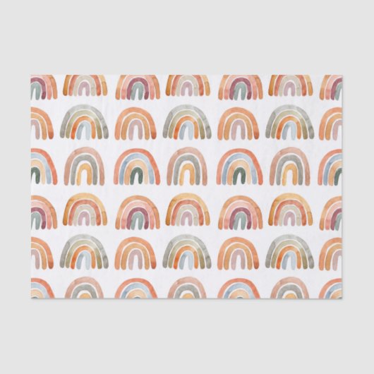 Papier Mousseline Boho Earthy Tone Aquarelle Rainbows Illustration (Recto)