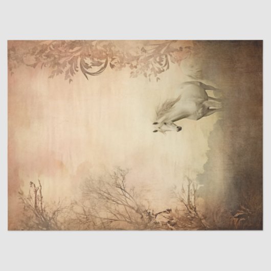 Papier Mousseline Boho Elegant Cheval Blanc Découpage (Recto)