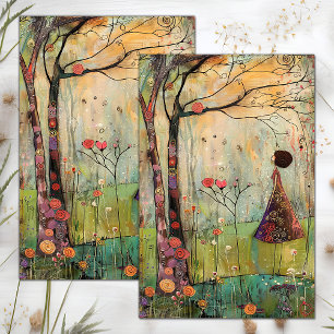 PAPIER MOUSSELINE BOHO FILLE DE LA NATURE DECOUPAGE