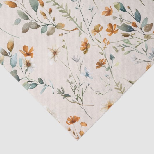 Papier Mousseline Boho fleur sauvage aquarelle (Détail)