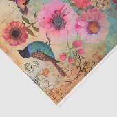 PAPIER MOUSSELINE BOHO FLEURS ET DÉCOUPAGE D'OISEAUX (Détail)