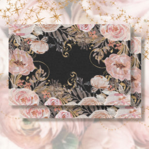 Papier Mousseline BOHO Floral Blush Rose Gold Folift Decoupage