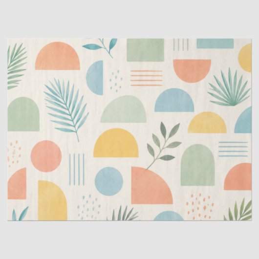 Papier Mousseline Boho Géométrique Tropical (Recto)
