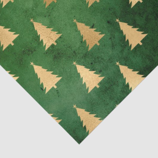 Papier Mousseline Boho Green Gold Trees Noël (Détail)