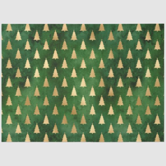 Papier Mousseline Boho Green Gold Trees Noël (Recto)