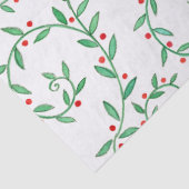 Papier Mousseline Boho Green Holly et Red Berries Noël (Détail)