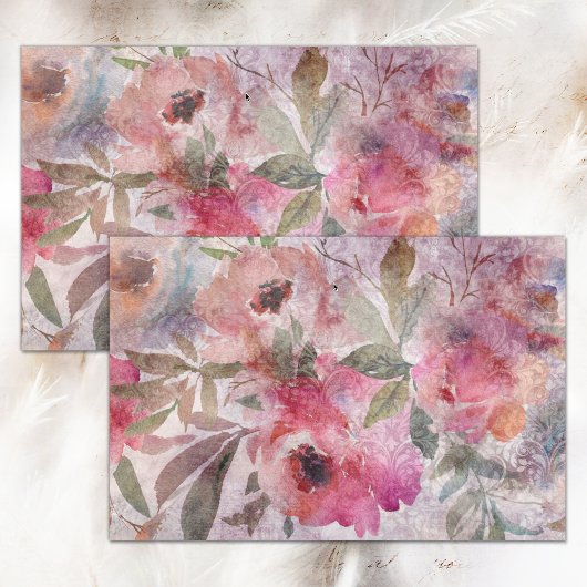 PAPIER MOUSSELINE BOHO GRUNGE FLORAL COLLAGE DÉCOUPAGE TISSUE PAPIER