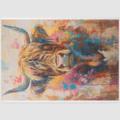 Papier Mousseline Boho Highland Cow Peinture colorée Découpage (Recto)