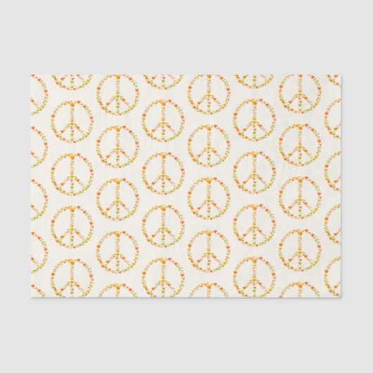 Papier Mousseline Boho Hippie Floral Paix Signal Motif en Jaune  (Recto)