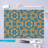Papier Mousseline Boho jaune et bleu Motif géométrique élégant (Artisanat)