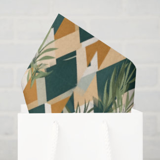 Papier Mousseline Boho Leaves and Geometric Shapes