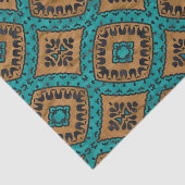 Papier Mousseline Boho Marocain Turquoise Et Motif De Bronze (Détail)