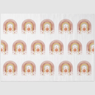 Papier Mousseline BOHO moderne Rainbow Sun Heart Dusty Rose Mustard