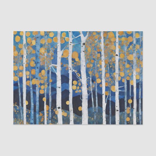 Papier Mousseline Boho Mountain Aspen Tree Scene (Recto)
