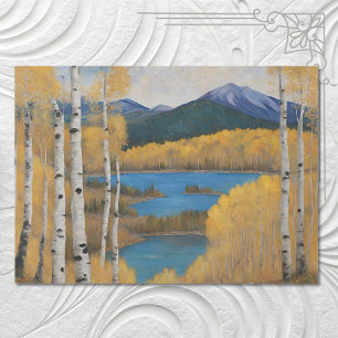 Papier Mousseline Boho Mountain Aspen Tree Scene