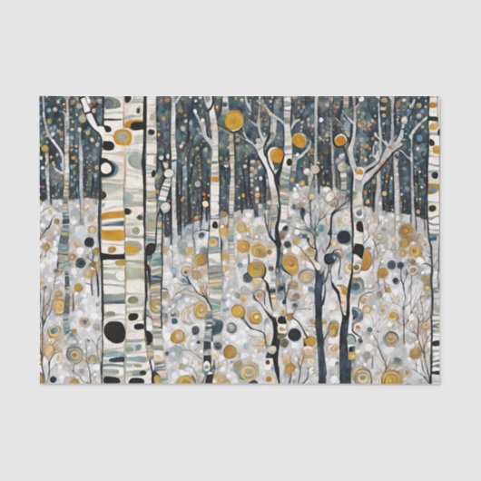 Papier Mousseline Boho Mountain Aspen Tree Scene (Recto)