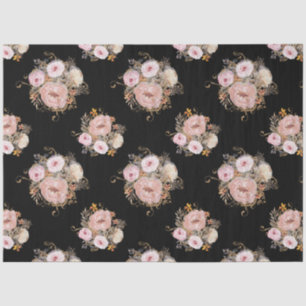 Papier Mousseline BOHO Muet Floral Aquarelle Rose Gold Decoupage T