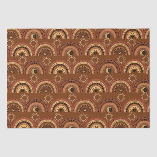 Papier Mousseline Boho Mystic Eye Rainbow Brown Arrière - plan (Recto)