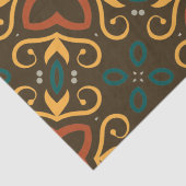 Papier Mousseline Boho Ornate Folklore Motif en couleurs de terre (Détail)
