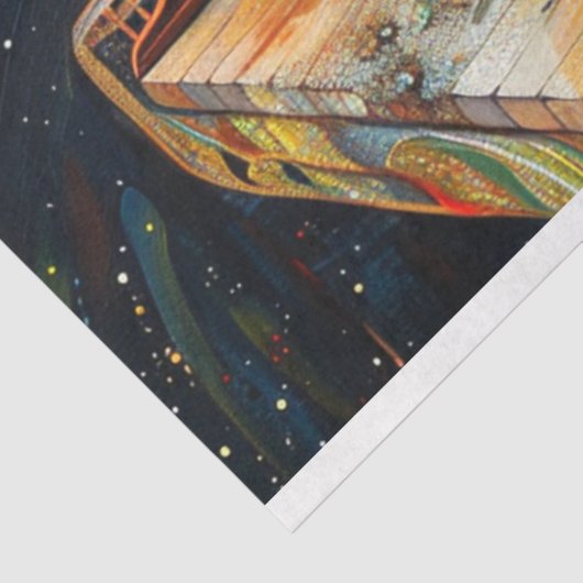 Papier Mousseline Boho Piano Peinture Découpage (Détail)