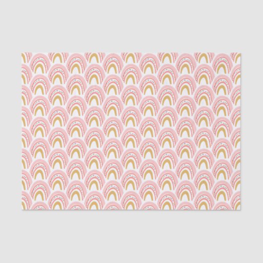 Papier Mousseline Boho Pink Gold Rainbow Motif moderne (Recto)