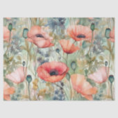 PAPIER MOUSSELINE BOHO POPPIES PRINTEMPS DÉCOUPAGE FLORAL (Recto)