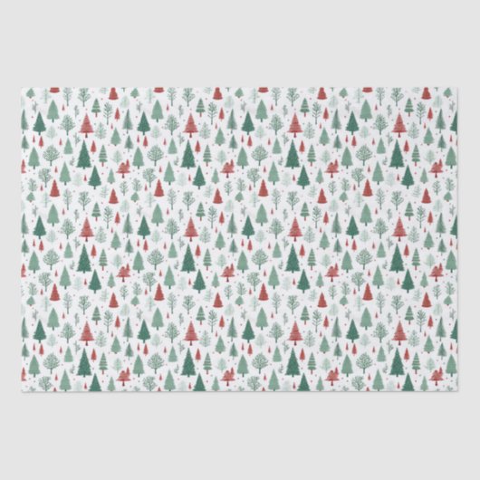 Papier Mousseline Boho Red Green Noël Arbres vacances (Recto)